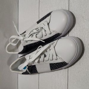 Hilfiger 10 white and black monogram woman sneakers new